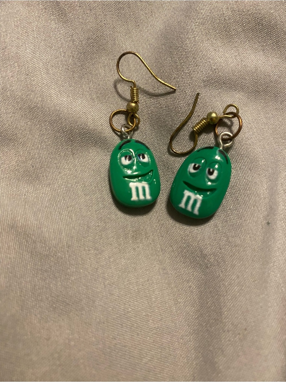 Green M&M Character Dangle Earrings
